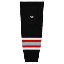 Load image into Gallery viewer, Striped Dry-Flex Moisture Wicking Black/Grey/Red Hockey Socks
