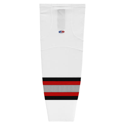 Striped Dry-Flex Moisture Wicking White/Grey/Red Hockey Socks