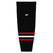 Load image into Gallery viewer, Striped Dry-Flex Moisture Wicking Black/Red/White Hockey Socks
