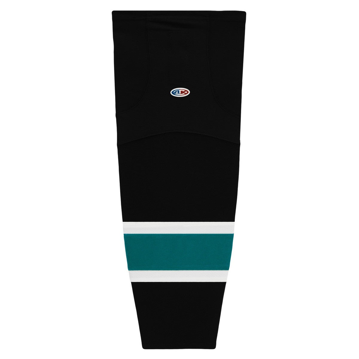 Striped Dry-Flex Moisture Wicking Black/Teal/White Hockey Socks