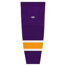 Load image into Gallery viewer, Striped Dry-Flex Moisture Wicking Purple/Gold/White Hockey Socks
