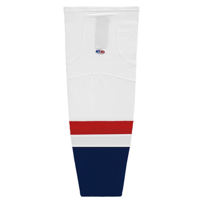Striped Dry-Flex Moisture Wicking White/Navy/Red Hockey Socks