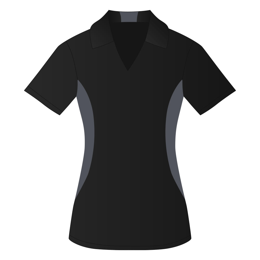 Ladies Snag Resistant Colour Block Sport Shirt Black-Iron Grey
