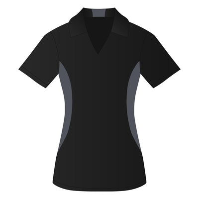 Ladies Snag Resistant Colour Block Sport Shirt Black-Iron Grey