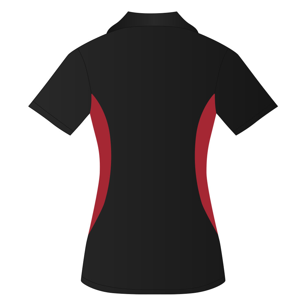 Ladies Snag Resistant Colour Block Sport Shirt Black-True Red