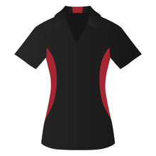 Load image into Gallery viewer, Ladies Snag Resistant Colour Block Sport Shirt Black-True Red
