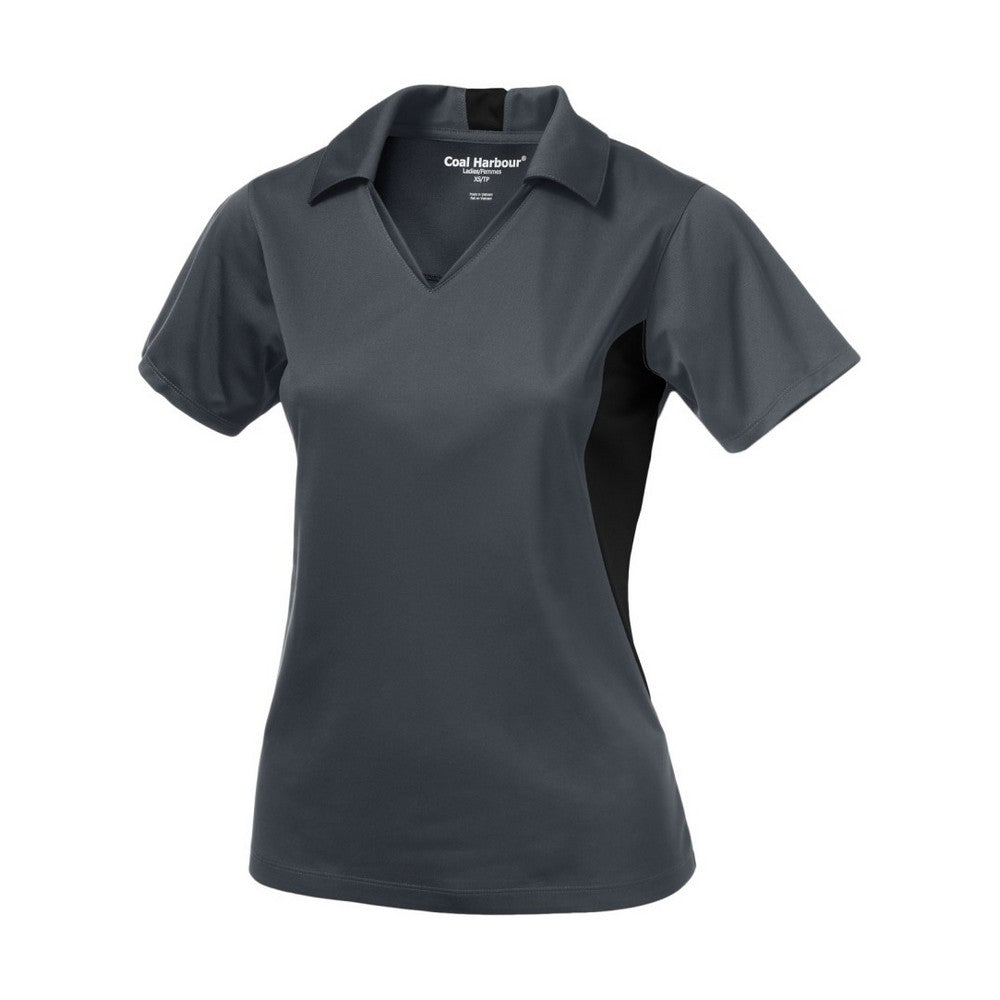 Ladies Snag Resistant Colour Block Sport Shirt Iron Grey-Black