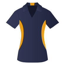 Load image into Gallery viewer, Ladies Snag Resistant Colour Block Sport Shirt True Navy-Gold
