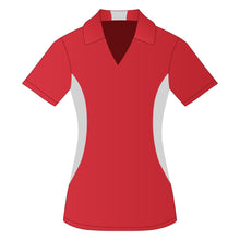 Load image into Gallery viewer, Ladies Snag Resistant Colour Block Sport Shirt True Red-White
