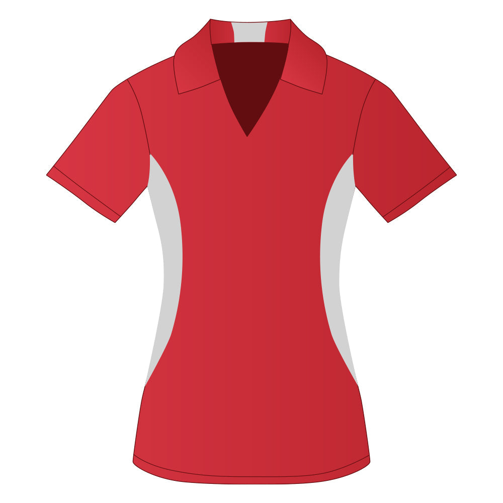 Ladies Snag Resistant Colour Block Sport Shirt True Red-White