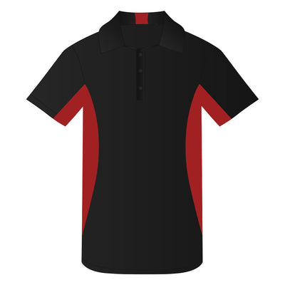Snag Resistant Colour Block Sport Shirt Black-True Red