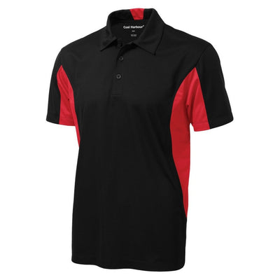 Snag Resistant Colour Block Sport Shirt Black-True Red