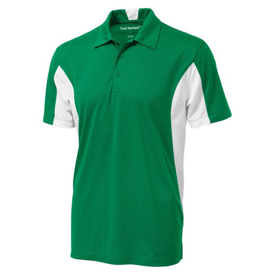 Ladies Snag Resistant Colour Block Sport Shirt Kelly Green-White