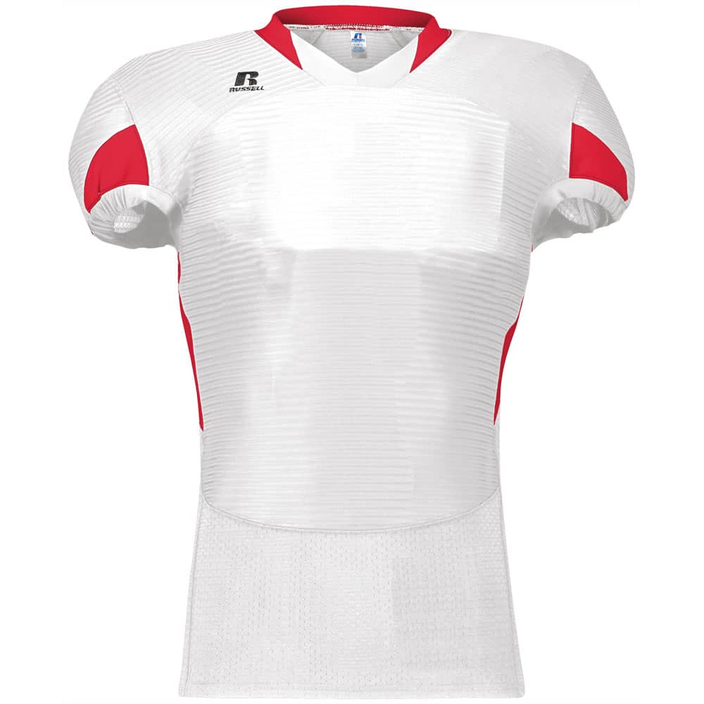 Russell Waist Length White-Red Football Jersey