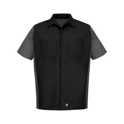 Short Sleeve Woven Crew Shirt Black-Charcoal