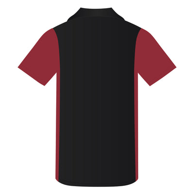 Short Sleeve Woven Crew Shirt Black-Red