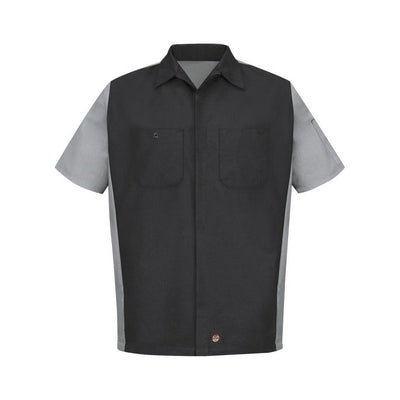 Short Sleeve Woven Crew Shirt Charcoal-Grey