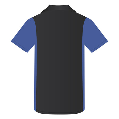 Short Sleeve Woven Crew Shirt Charcoal-Royal Blue